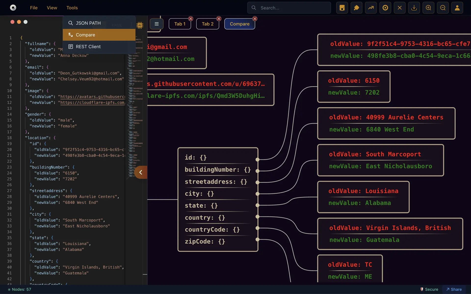 Compare JSON Graphically Compare JSON Graphically