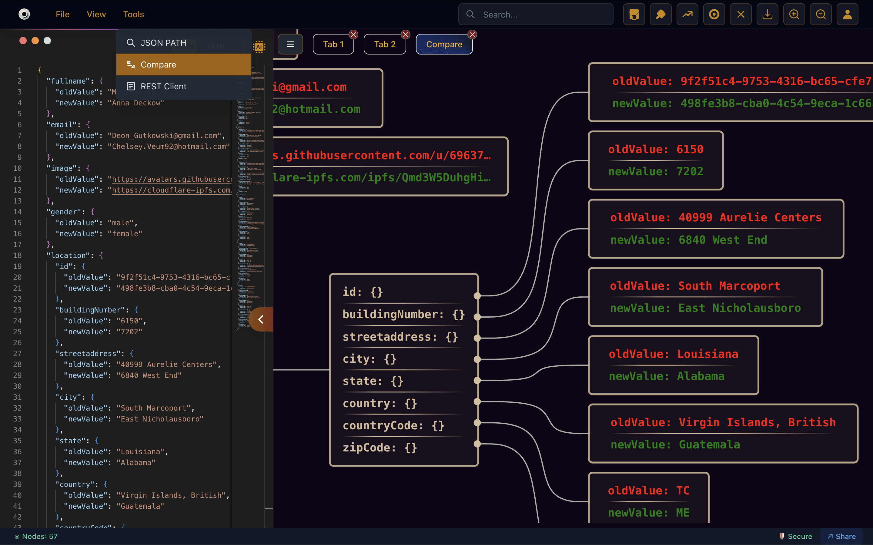 Compare JSON Graphically